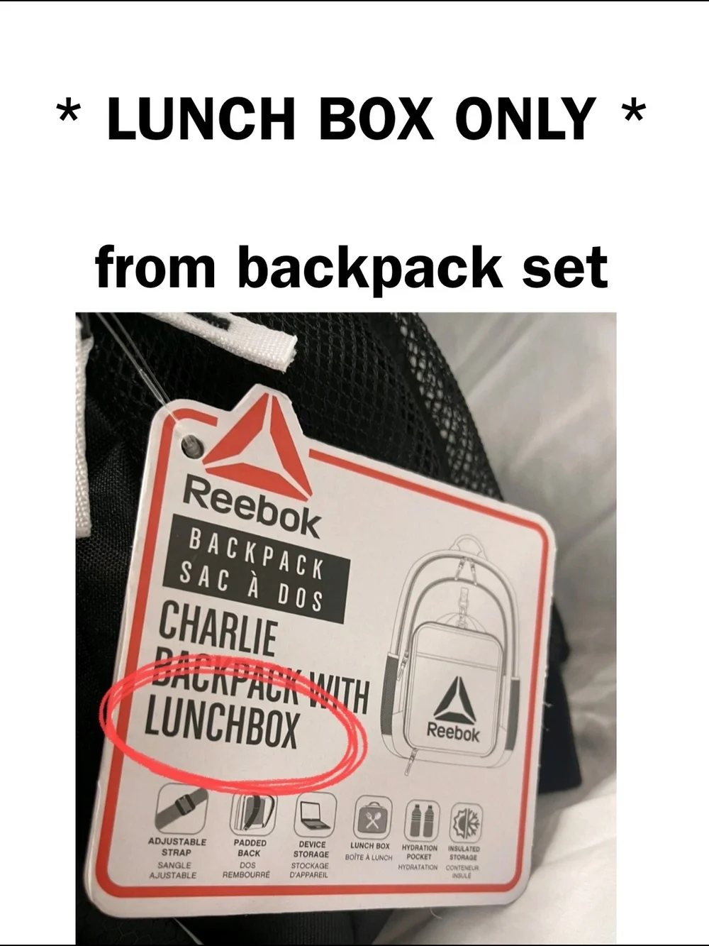 Reebok lunch bag